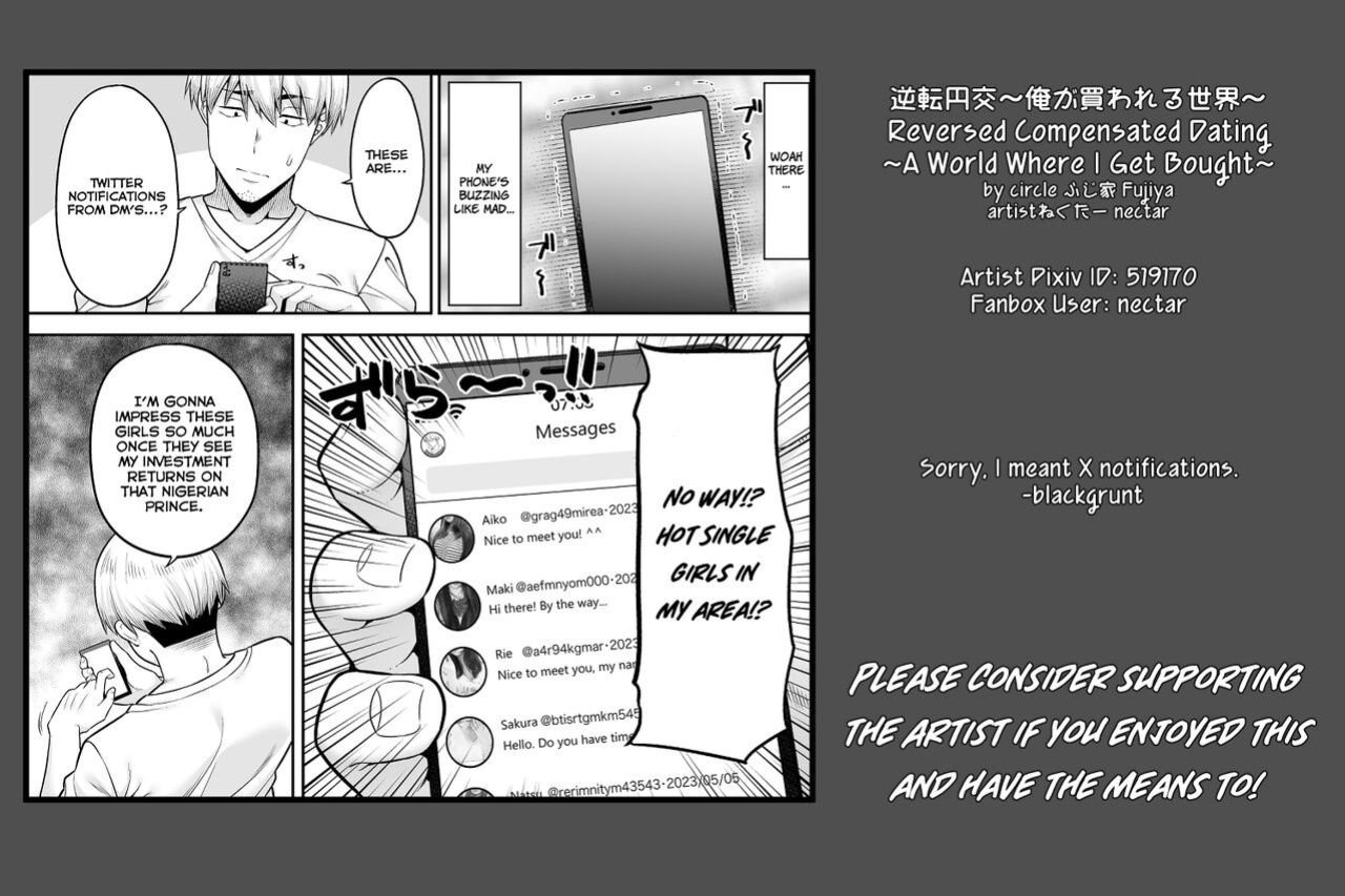 [Fujiya (Nectar)] Gyakuten Enkou ~Ore ga Kawareru Sekai~ | Reversed Compensated Dating ~A World Where I Get Bought~