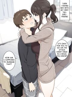 [Wakamatsu] Koushinchou de MeguTai na Kanojo to Turn-sei no Sex Suru Ohanashi | Turn-Taking Sex With My Very Tall Girlfriend