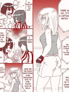 A futanari girl gets her balls hurt during body check