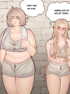 [Lesbeanlatte] I wanna suck on her fat tiddies (Delicious in Dungeon)